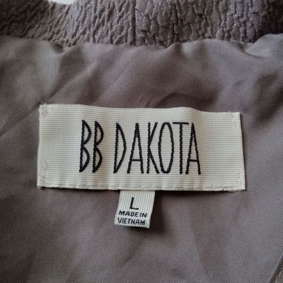 BB Dakota Shimmery Gray Crinkle Textured Long Sleeve Open Front Cardigan Jacket - Picture 3 of 10